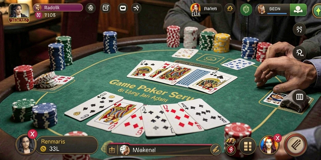Screenshot utama 33L menampilkan pelaksanaan permainan Poker yang seru.