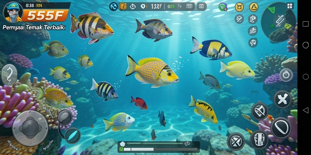 Screenshot gameplay 555F yang menampilkan aksi Tembak Ikan seru.