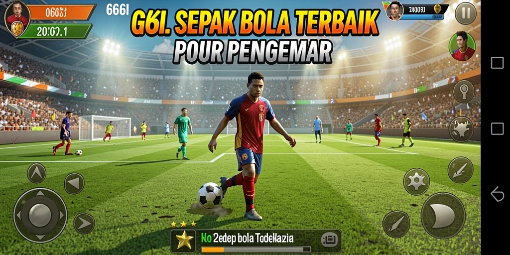 Tampilan gameplay seru dengan aksi sepak bola yang mendebarkan.