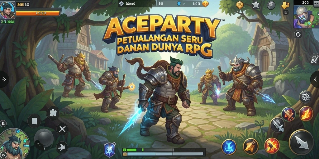 Tampilan gameplay ACEPARTY dengan karakter dan dunia RPG yang menakjubkan.