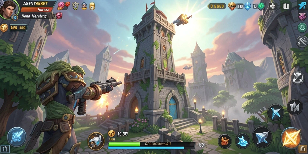 Tampilan gameplay menara yang strategis dari AGENT88BET.