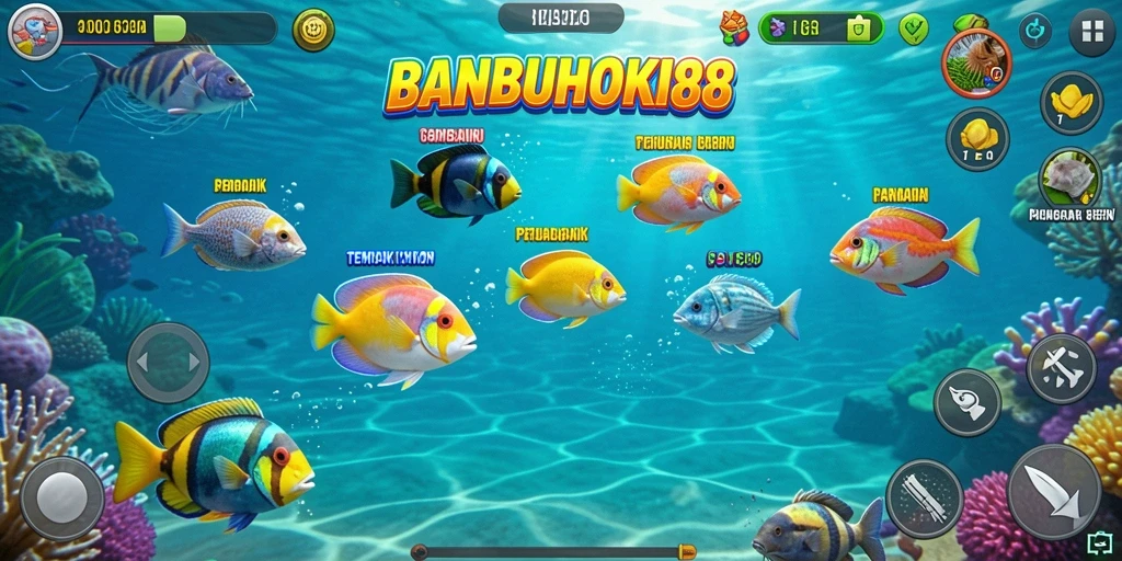Screenshot gameplay <strong>BANBUHOKI88</strong> menampilkan aksi menembak ikan yang seru.