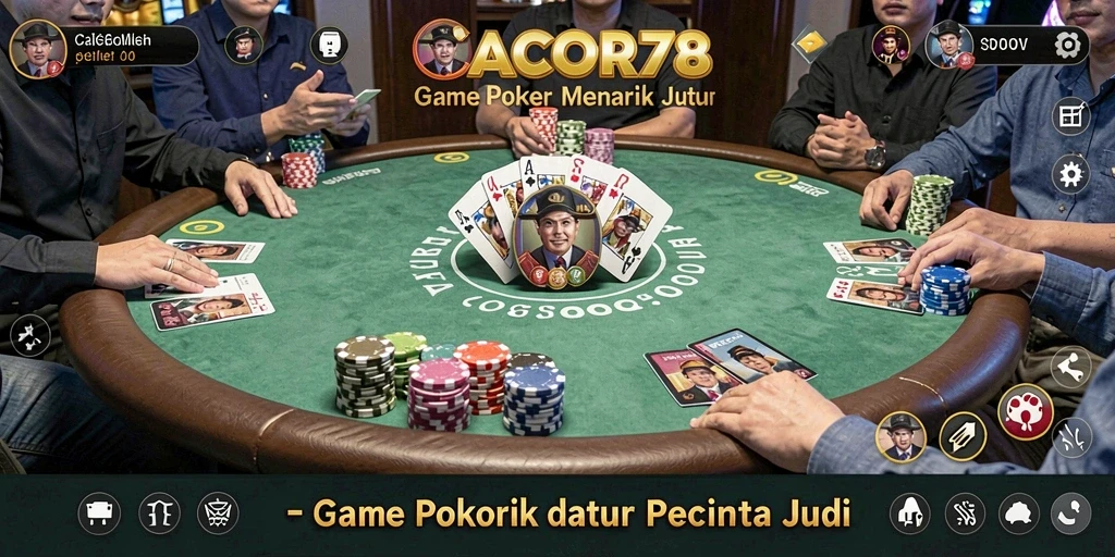 Tampilan gameplay mendebarkan dalam CACOR78 saat bermain poker.