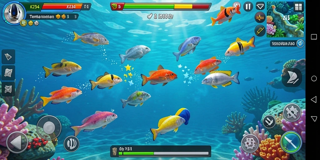 Tampilan gameplay K234 dalam aksi menembak ikan yang seru.