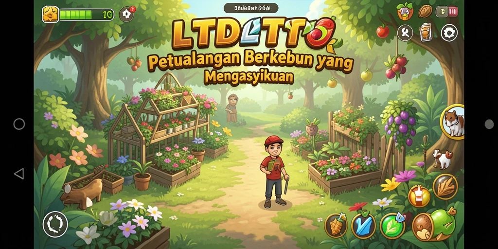Tampilan gameplay menarik dari LTDTOTO dengan ladang subur dan hewan ternak.
