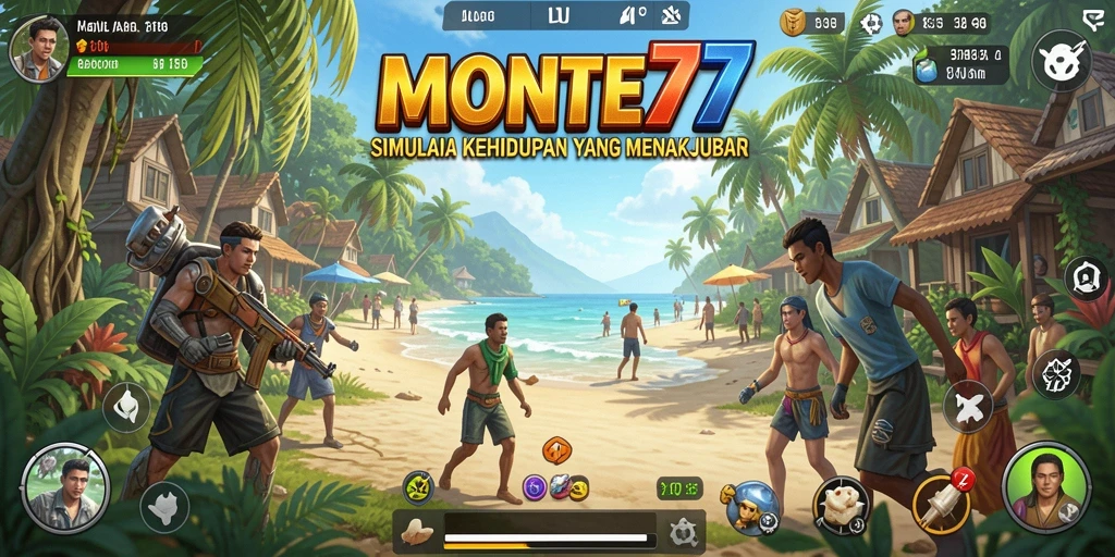 Tampilan gameplay menarik dari MONTE77 dengan elemen simulasi yang kompleks.