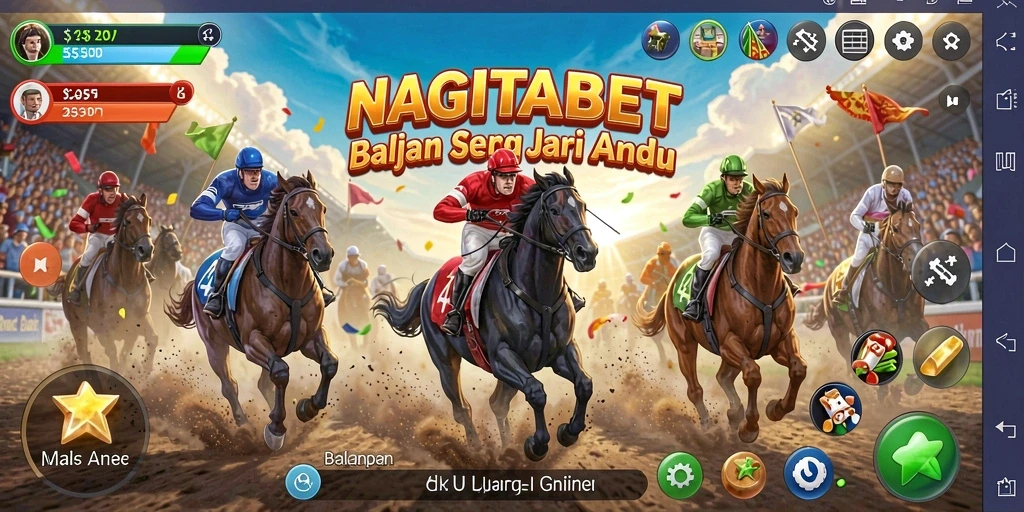 Tampilan gameplay NAGITABET dengan aksi balapan seru.