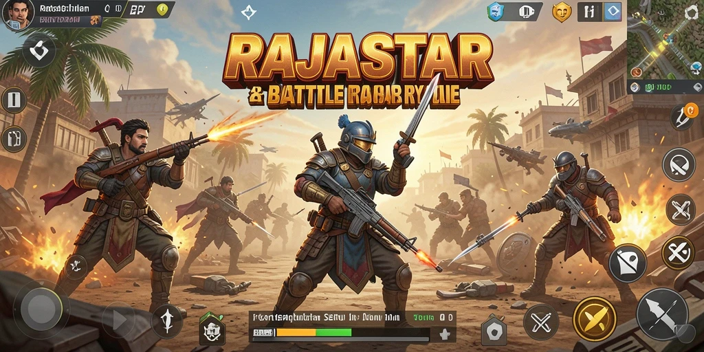 Tampilan gameplay menegangkan dalam pertempuran Battle Royale RAJASTAR.