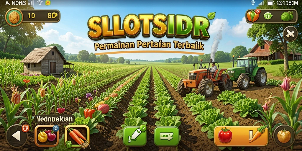 Tampilan permainan SLOTSIDR yang menampilkan ladang hijau nan subur.