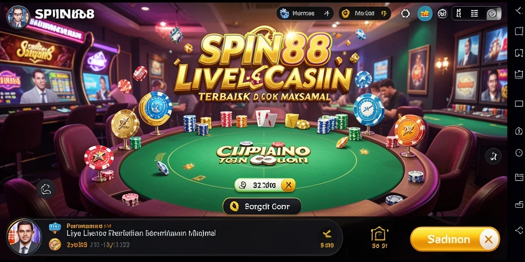 Tampilan menawan dari gameplay Live Casino SPIN88.