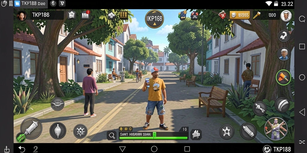 Tangkapan layar gameplay TKP188 yang penuh warna dan interaktif.
